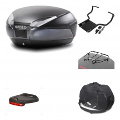SHAD Baul trasero + herraje montaje accesorios SH48 DARK GREY PREMIUM KIT-190225