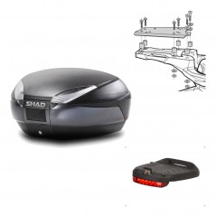 SHAD Baul trasero + herraje montaje luz de freno SH48 DARK GREY PREMIUM KIT-190275