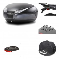 SHAD Baul trasero + herraje montaje accesorios SH48 DARK GREY PREMIUM KIT-190425
