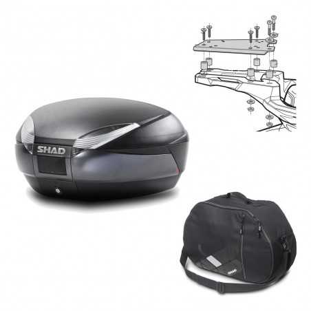 SHAD Baul trasero + herraje montaje bolsa interna SH48 DARK GREY PREMIUM KIT-190276