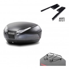 SHAD Baul trasero + herraje montaje parrilla portabultos superior SH48 DARK GREY PREMIUM KIT-190126