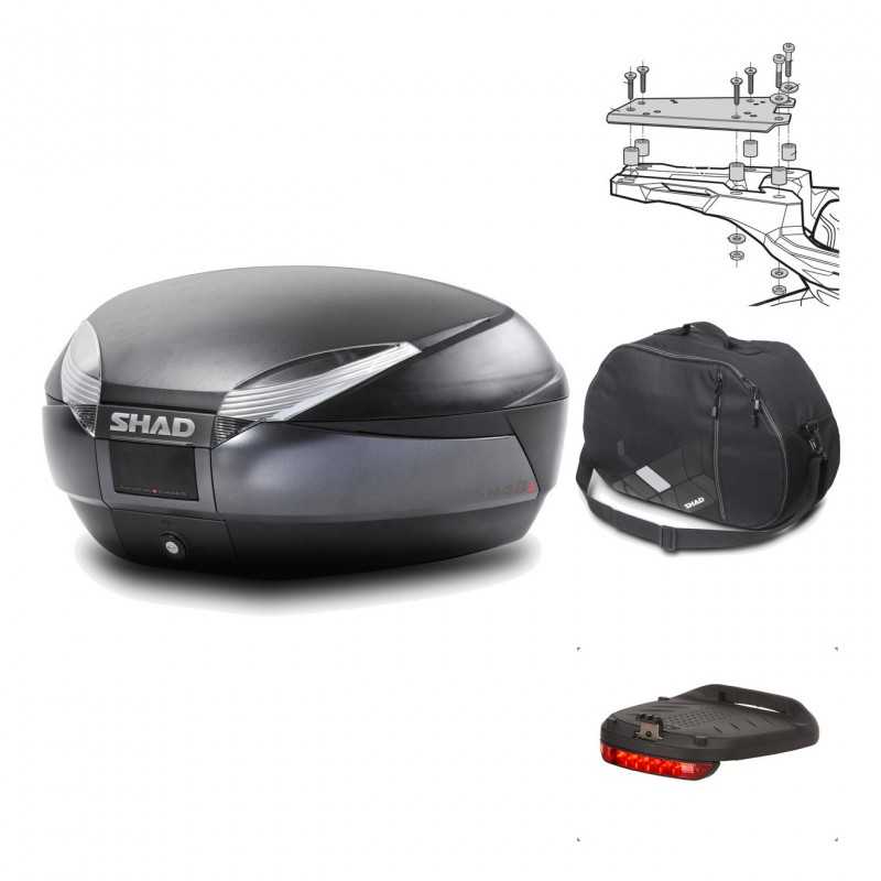 SHAD Baul trasero + herraje montaje accesorios SH48 DARK GREY PREMIUM KIT-190277