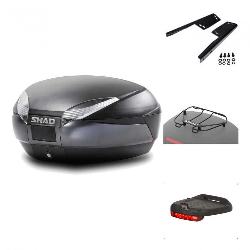 SHAD Baul trasero + herraje montaje accesorios SH48 DARK GREY PREMIUM KIT-190127