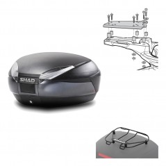 SHAD Baul trasero + herraje montaje parrilla portabultos superior SH48 DARK GREY PREMIUM KIT-190278