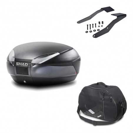 SHAD Baul trasero + herraje montaje bolsa interna SH48 DARK GREY PREMIUM KIT-190228