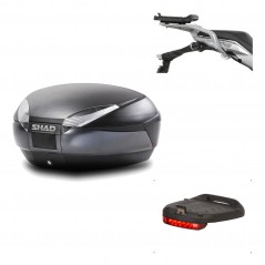 SHAD Baul trasero + herraje montaje luz de freno SH48 DARK GREY PREMIUM KIT-190379