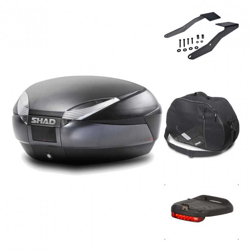SHAD Baul trasero + herraje montaje accesorios SH48 DARK GREY PREMIUM KIT-190229