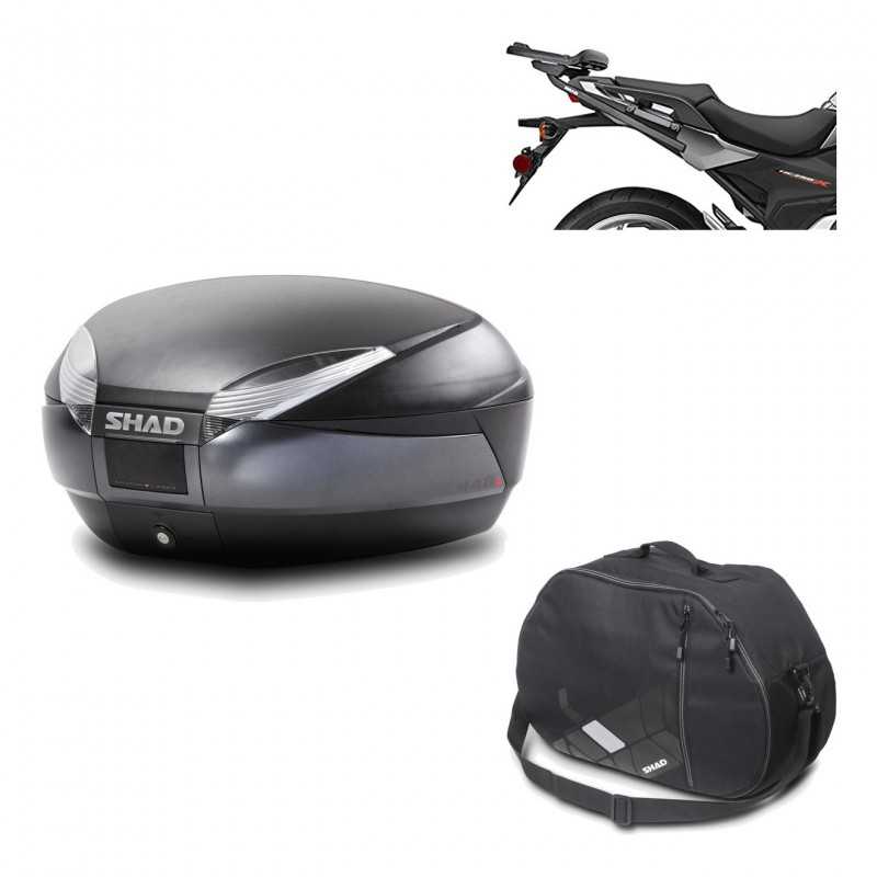 SHAD Baul trasero + herraje montaje bolsa interna SH48 DARK GREY PREMIUM KIT-190180