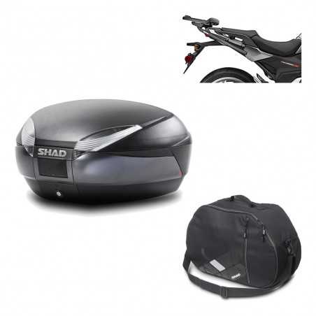 SHAD Baul trasero + herraje montaje bolsa interna SH48 DARK GREY PREMIUM KIT-190180