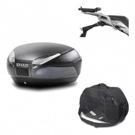 SHAD Baul trasero + herraje montaje bolsa interna SH48 DARK GREY PREMIUM KIT-190380