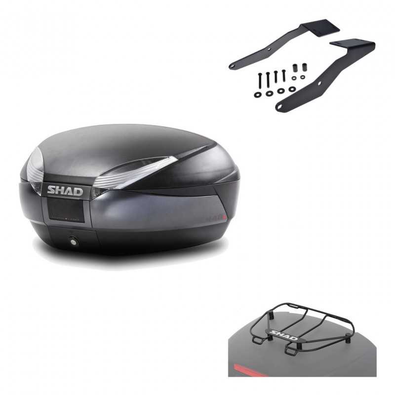 SHAD Baul trasero + herraje montaje parrilla portabultos superior SH48 DARK GREY PREMIUM KIT-190230