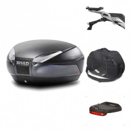 SHAD Baul trasero + herraje montaje accesorios SH48 DARK GREY PREMIUM KIT-190381