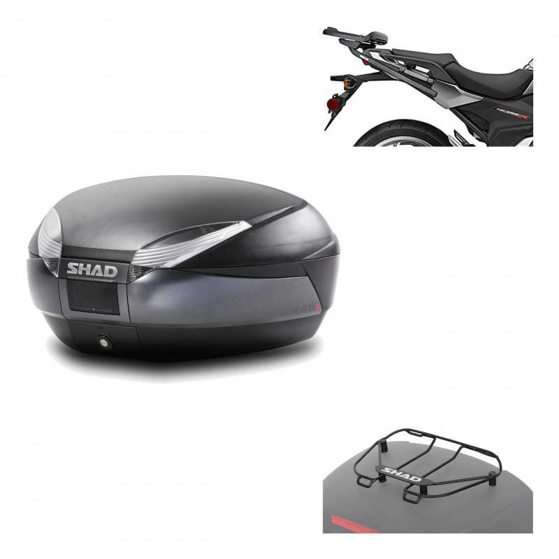 SHAD Baul trasero + herraje montaje parrilla portabultos superior SH48 DARK GREY PREMIUM KIT-190182