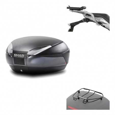 SHAD Baul trasero + herraje montaje parrilla portabultos superior SH48 DARK GREY PREMIUM KIT-190382