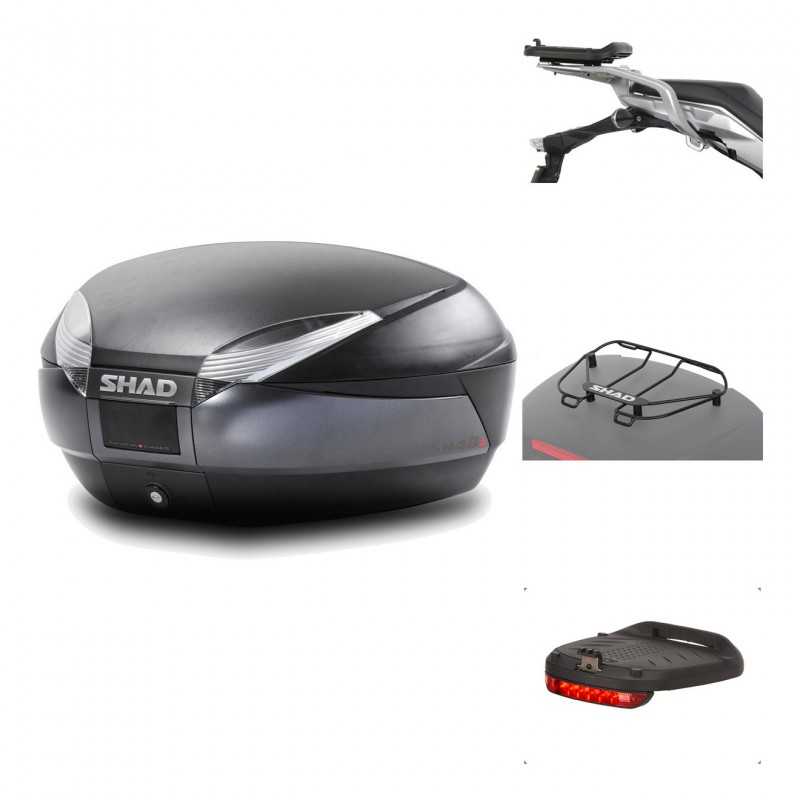 SHAD Baul trasero + herraje montaje accesorios SH48 DARK GREY PREMIUM KIT-190383