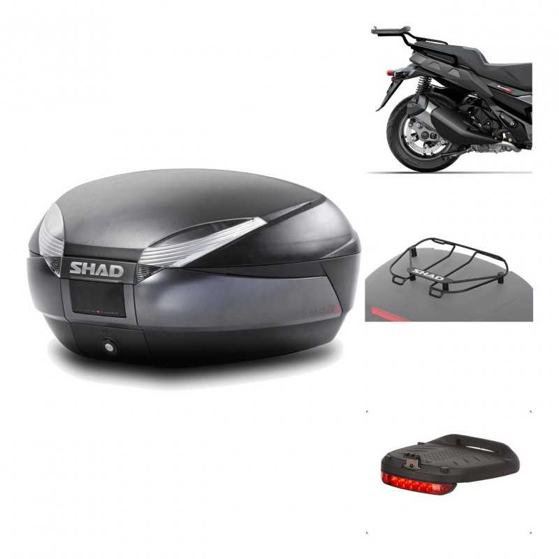 SHAD Baul trasero + herraje montaje accesorios SH48 DARK GREY PREMIUM KIT-190583