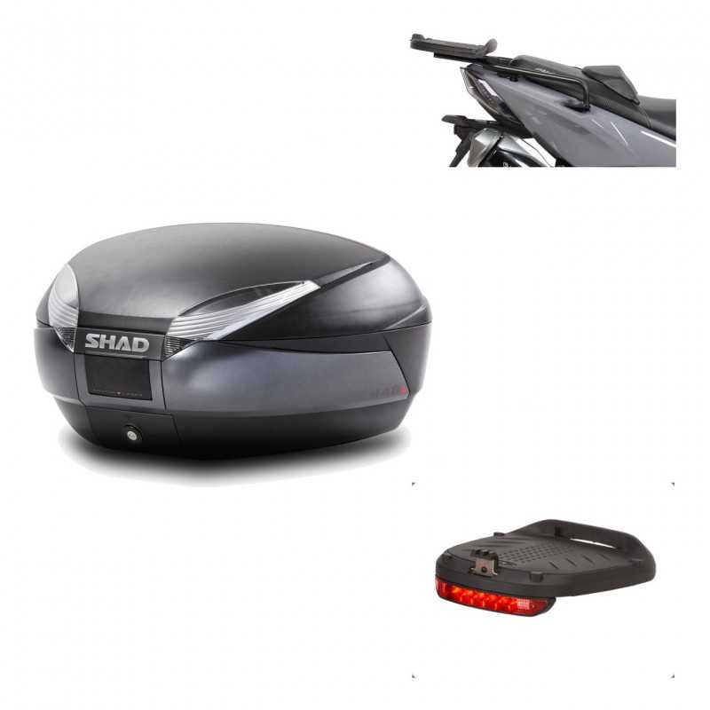 SHAD Baul trasero + herraje montaje luz de freno SH48 DARK GREY PREMIUM KIT-190283
