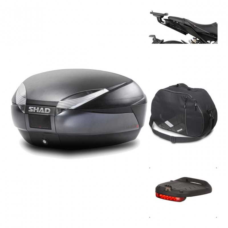 SHAD Baul trasero + herraje montaje accesorios SH48 DARK GREY PREMIUM KIT-190333