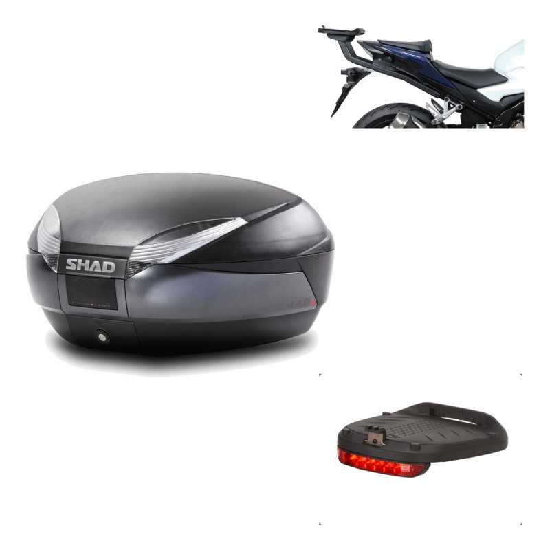 SHAD Baul trasero + herraje montaje luz de freno SH48 DARK GREY PREMIUM KIT-190483