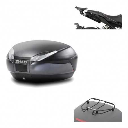 SHAD Baul trasero + herraje montaje parrilla portabultos superior SH48 DARK GREY PREMIUM KIT-190334