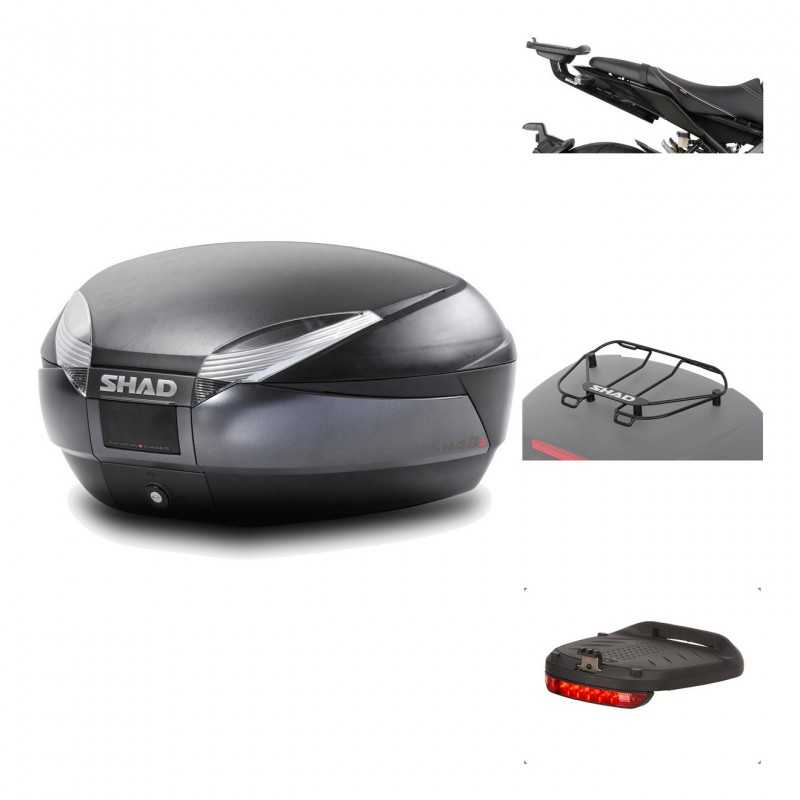 SHAD Baul trasero + herraje montaje accesorios SH48 DARK GREY PREMIUM KIT-190335