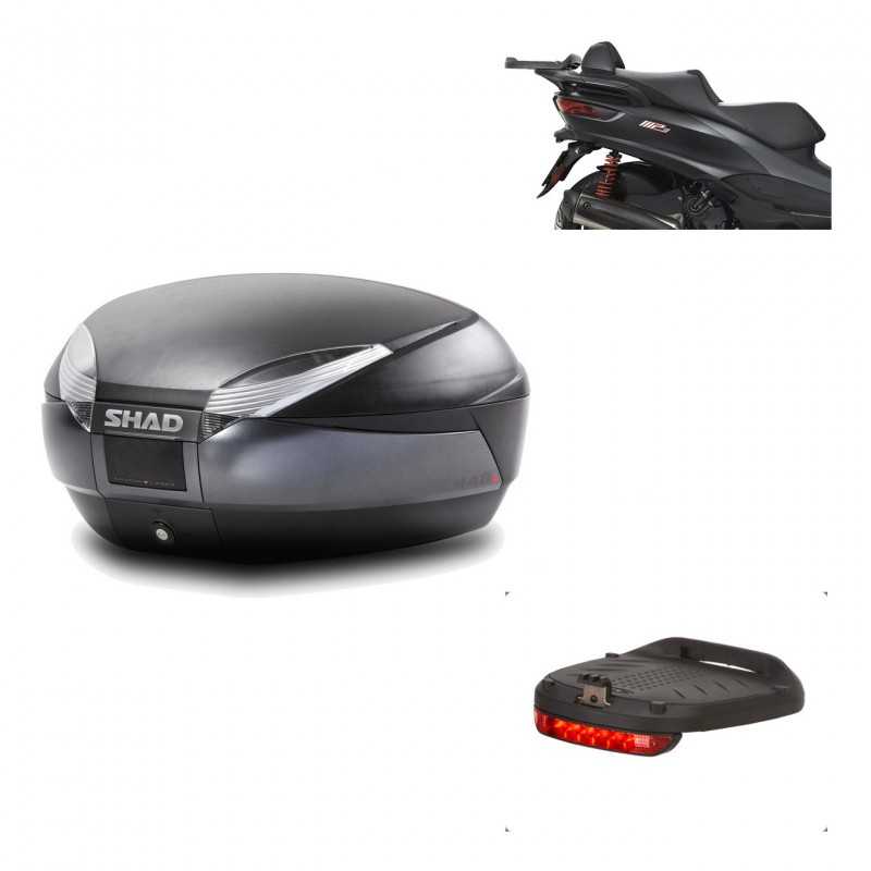 SHAD Baul trasero + herraje montaje luz de freno SH48 DARK GREY PREMIUM KIT-190435