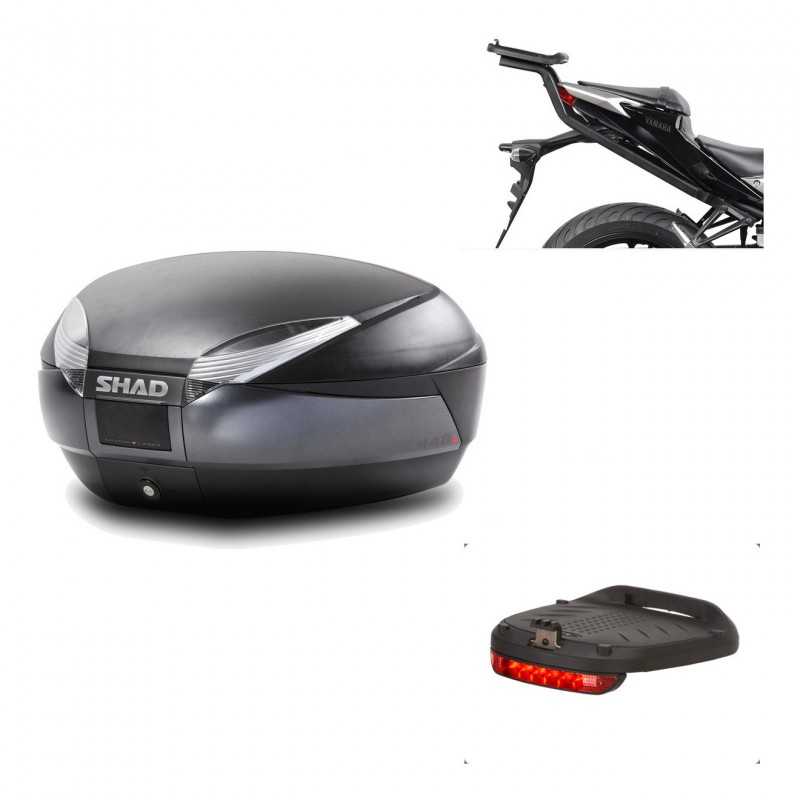 SHAD Baul trasero + herraje montaje luz de freno SH48 DARK GREY PREMIUM KIT-190235