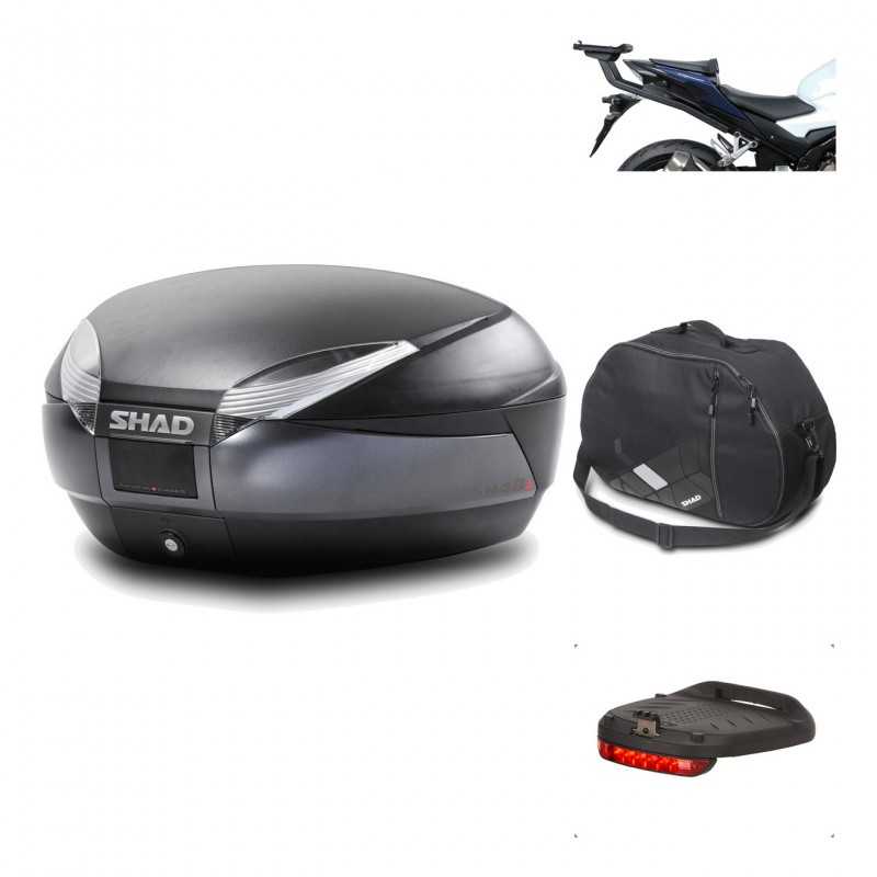 SHAD Baul trasero + herraje montaje accesorios SH48 DARK GREY PREMIUM KIT-190485