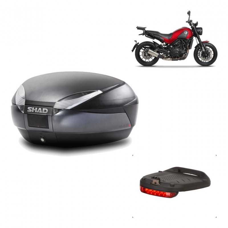 SHAD Baul trasero + herraje montaje luz de freno SH48 DARK GREY PREMIUM KIT-190387