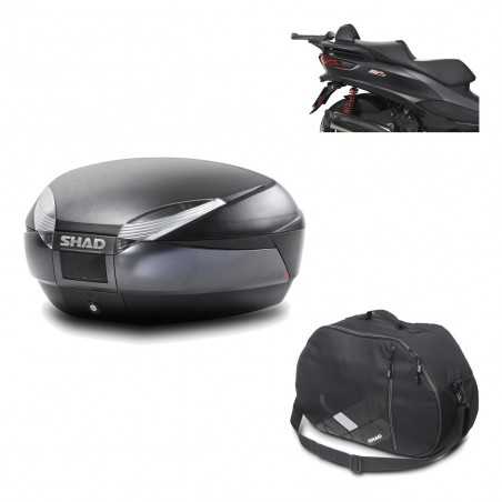 SHAD Baul trasero + herraje montaje bolsa interna SH48 DARK GREY PREMIUM KIT-190436