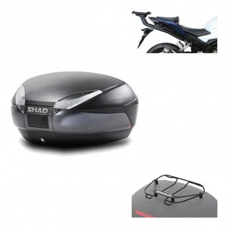 SHAD Baul trasero + herraje montaje parrilla portabultos superior SH48 DARK GREY PREMIUM KIT-190486