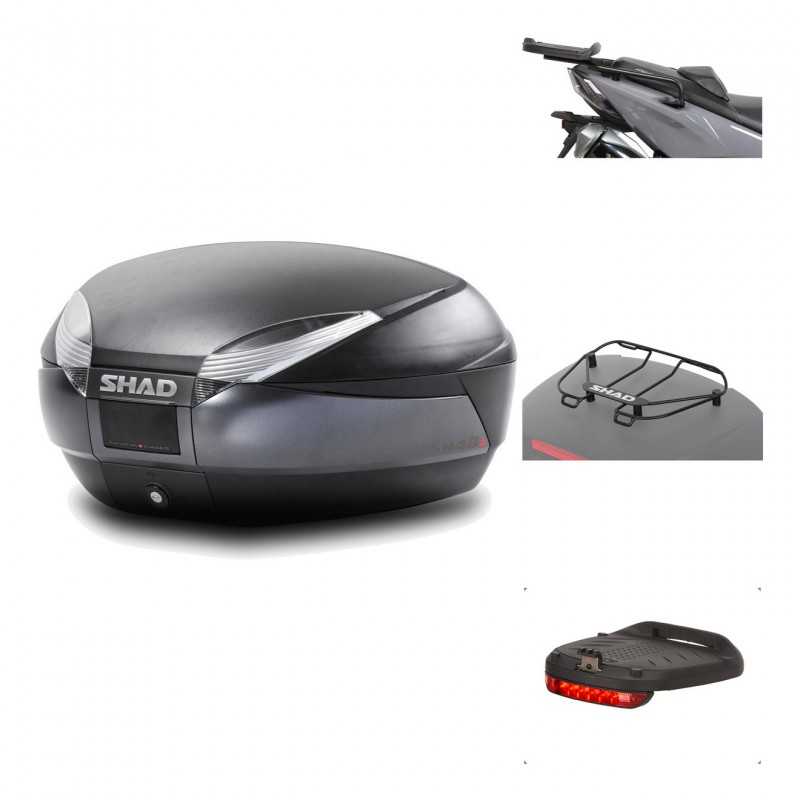 SHAD Baul trasero + herraje montaje accesorios SH48 DARK GREY PREMIUM KIT-190287