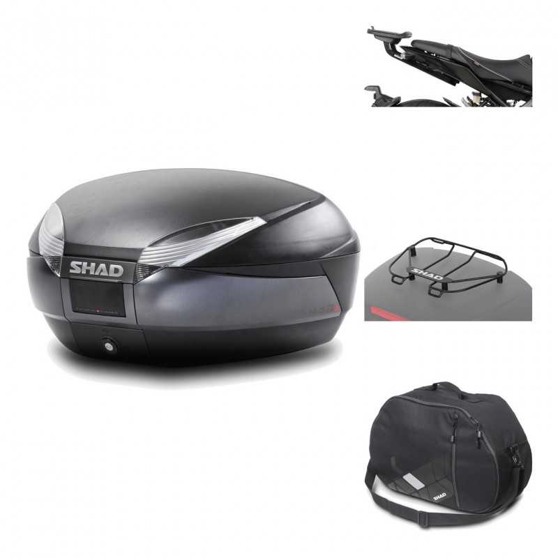 SHAD Baul trasero + herraje montaje accesorios SH48 DARK GREY PREMIUM KIT-190336