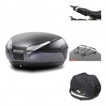 SHAD Baul trasero + herraje montaje accesorios SH48 DARK GREY PREMIUM KIT-190336
