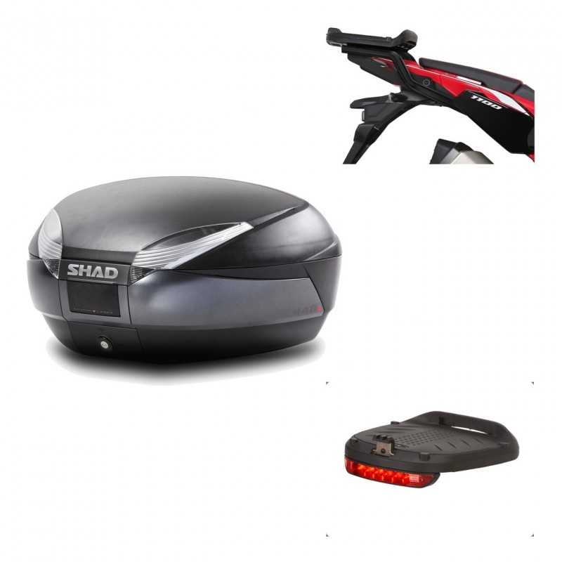 SHAD Baul trasero + herraje montaje luz de freno SH48 DARK GREY PREMIUM KIT-190587