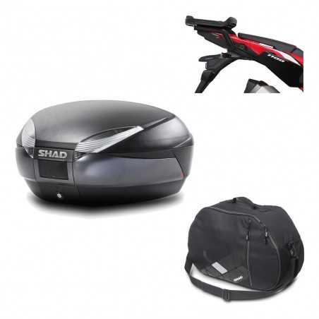 SHAD Baul trasero + herraje montaje bolsa interna SH48 DARK GREY PREMIUM KIT-190588
