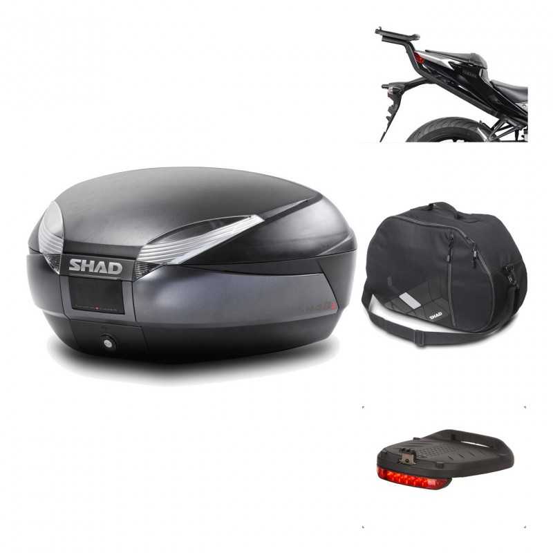 SHAD Baul trasero + herraje montaje accesorios SH48 DARK GREY PREMIUM KIT-190237