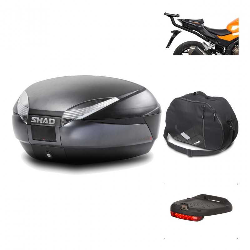 SHAD Baul trasero + herraje montaje accesorios SH48 DARK GREY PREMIUM KIT-190189