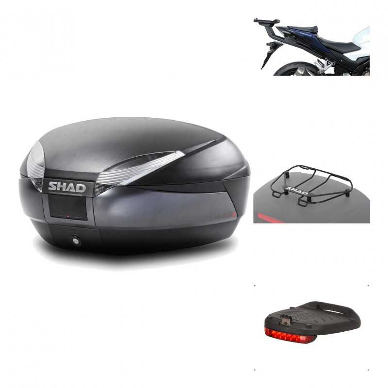 SHAD Baul trasero + herraje montaje accesorios SH48 DARK GREY PREMIUM KIT-190487