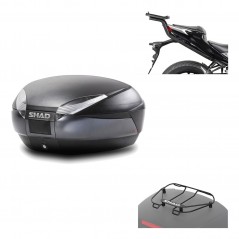 SHAD Baul trasero + herraje montaje parrilla portabultos superior SH48 DARK GREY PREMIUM KIT-190238