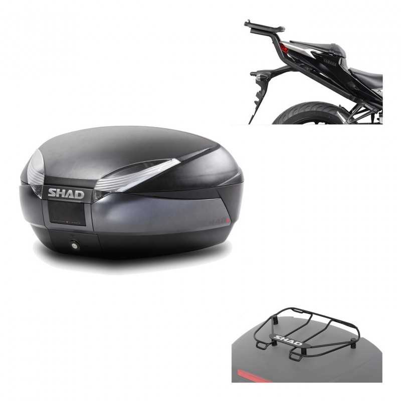 SHAD Baul trasero + herraje montaje parrilla portabultos superior SH48 DARK GREY PREMIUM KIT-190238