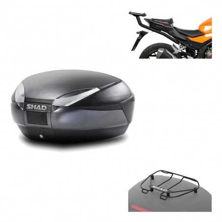 SHAD Baul trasero + herraje montaje parrilla portabultos superior SH48 DARK GREY PREMIUM KIT-190190