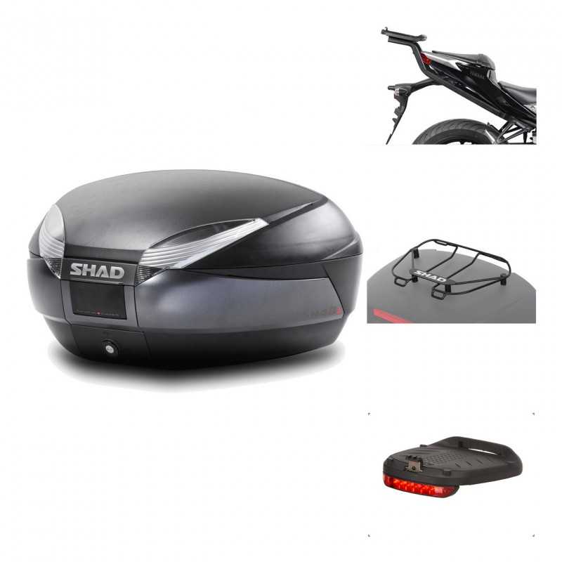 SHAD Baul trasero + herraje montaje accesorios SH48 DARK GREY PREMIUM KIT-190239