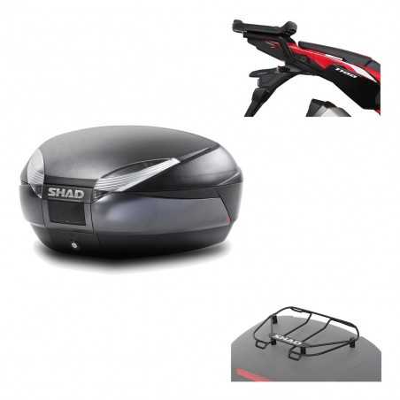 SHAD Baul trasero + herraje montaje parrilla portabultos superior SH48 DARK GREY PREMIUM KIT-190590