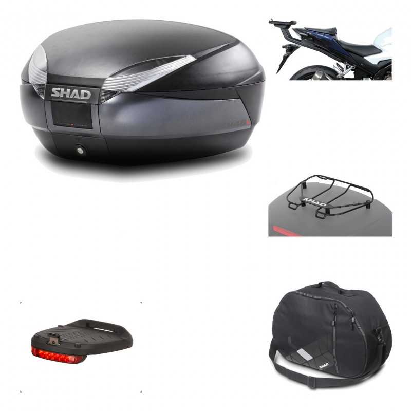 SHAD Baul trasero + herraje montaje accesorios SH48 DARK GREY PREMIUM KIT-190489