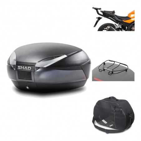 SHAD Baul trasero + herraje montaje accesorios SH48 DARK GREY PREMIUM KIT-190192