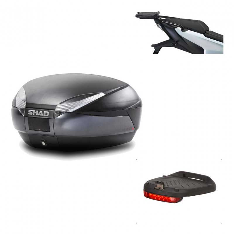 SHAD Baul trasero + herraje montaje luz de freno SH48 DARK GREY PREMIUM KIT-190491