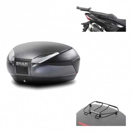 SHAD Baul trasero + herraje montaje parrilla portabultos superior SH48 DARK GREY PREMIUM KIT-190342