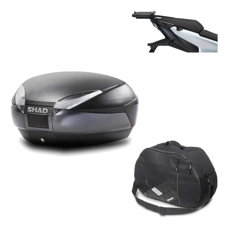 SHAD Baul trasero + herraje montaje bolsa interna SH48 DARK GREY PREMIUM KIT-190492