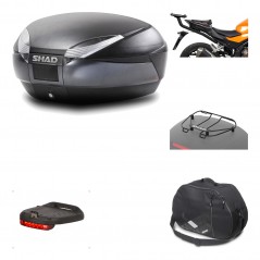 SHAD Baul trasero + herraje montaje accesorios SH48 DARK GREY PREMIUM KIT-190193